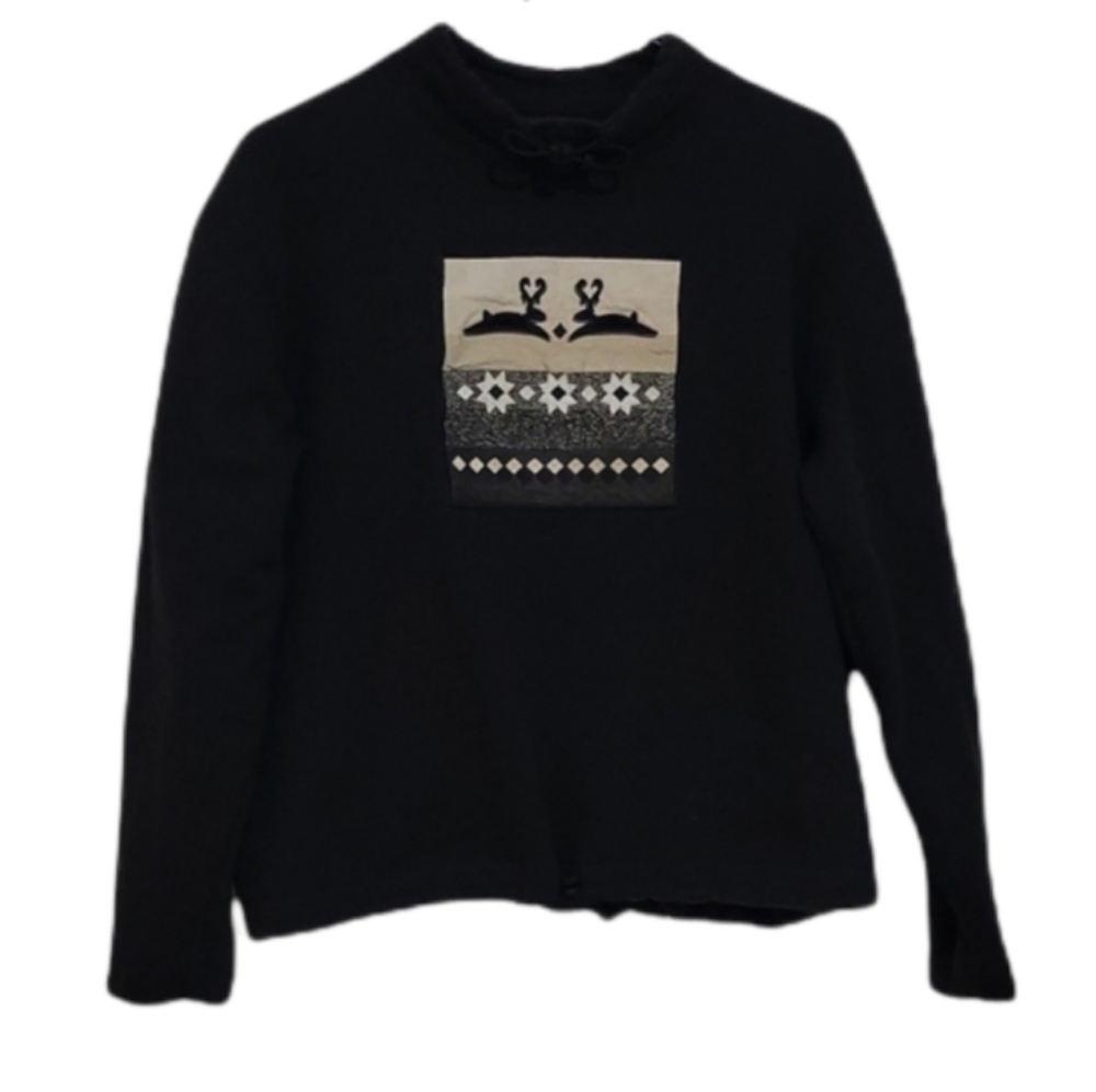 Vintage Liz Claiborne Villager Sport Crop Western Black Sweatshirt